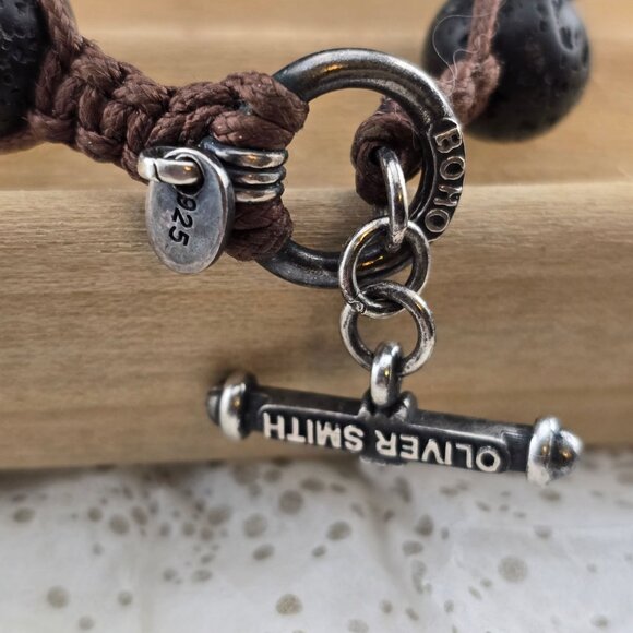 Oliver Smith BOHO 925 Sterling Silver Clasp Lava and Pearl Bead Bracelet - Picture 4 of 8